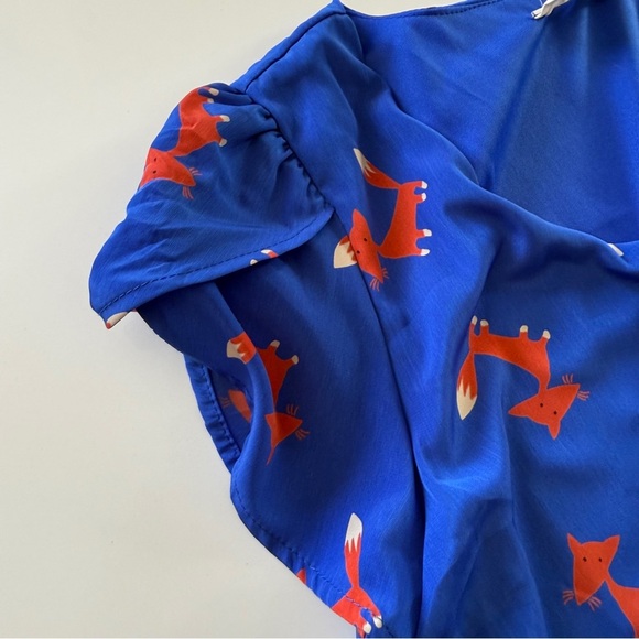 ModCloth-Peach Love-Fox Dress-Blue-Orange- A Line-Whimsical-Size M - Picture 4 of 12